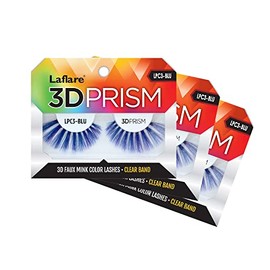Laflare 3D PRISM COLOR LASH, Silk, Clear band, Fluffy Volume, Faux Mink Colored EyeLashes - 3 PACKS BUNDLE SPECIAL (LPC3X3, BLUE)