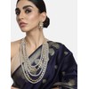 Aheli Kundan Pearl Long Multi Layered Collar Pendientes Set Joyería
