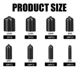 Rubber End Caps Screw Bolt Caps Flexible Rubber Tips Round Bolt Covers Caps Vinyl Screw Thread Protector Cap in 8 Sizes for Tube 2mm 3mm 4mm 6mm 8mm 10mm 12mm 14mm