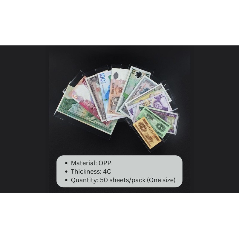 PCCB MINGT 50 x Professional Plastic Banknote Sleeves Size 6