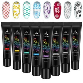 Biutee Nail stamping polish gel Pack of 8 Colors 8ML UV LED Gel Polish for nail stamping plate