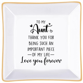 PUDDING CABIN Aunt Gifts from Niece, Jewelry Dish Trinket Tray Thank you for being such an important piece of my life Aunt Birthday Gifts from Niece Christmas Wedding Mothers Day Gifts for Auntie