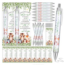 KEDEMAS 36 Woodland Animals Baby Shower Favors, Includes Rolling Paper Ballpoint Pens & Greeting Bookmarks, Perfect Game Prizes for Guest