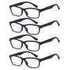 ALWAYSUV 4 Stück Schwarz Federn-Scharnier Lesebrille Klassische Lesehilfen Sehhilfen Brille