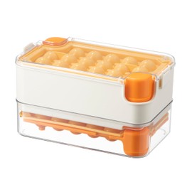 Innovative Ice Cube Tray - BPA Free Plastic - Easy Release Sphere Ice Ball Maker - Perfect for Cocktails, Drinks, and More (Orange)