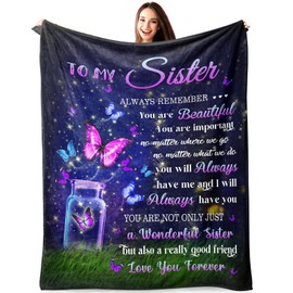 Atokker Sister Birthday Gift Ideas, Sister Gifts Blanket 50”*60”, Sisters Gifts from Sister, Birthday Gifts for Sister, Gift for Sister Adult, Best Sister Ever Gifts, Gifts for Little Sister