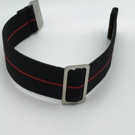 Seals Watch Company New No Pass, Parachute Elastic Watch Strap Band Belt in 22mm - Black With Red