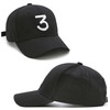 UTOWO Number 3 Baseball-Cap White 3 Embroidered Dad Hat Black