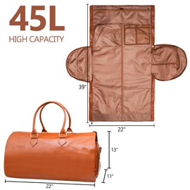 Convertible Garment Travel Bag, Carry on Luggage Duffel Bag for Men Women with Shoulder Strap, 2 in 1 Hanging Suitcase Suit Business Travel Bag Expandable, Shoe Compartment(Orange)