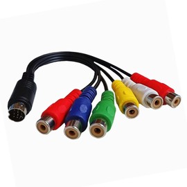 QIEIEI 10 Pin and Video DIN Cable S-Video 10Pin to 6RCA Female Cable RGB Component Composite Converter Cable 30cm