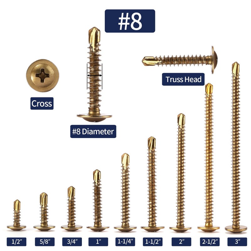 #8 x 2-1/2"Sheet Metal Screws 250Pcs Bronze 410 Stainless Steel