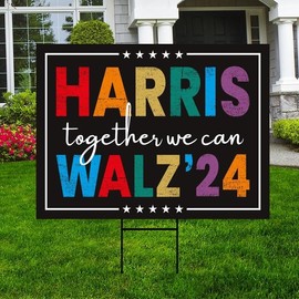 Harris Walz 2024 Obviously Yard Sign - Coroplast Harris For President 2024 Lawn Sign, Together We Can Obviously Signs with Metal H-Stake, VP9671