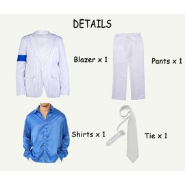 Shuang Hao Men's Classical 70s 80s Dance Costume Blue Armband Suit Cosplay Costume