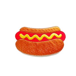 TH Cute hot Dog with Mustard Fast Food Cartoon1 Patches Applique Embroidered Sew on Iron on Patch for Backpacks Jeans Jackets T-Shirt Clothing Costume