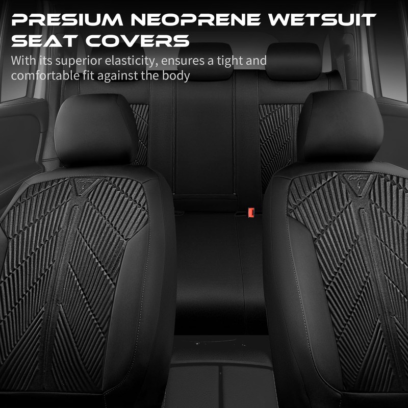 CAR PASS Waterproof Car Seat Covers Full Set,Neoprene Wetsuit, All-Weather