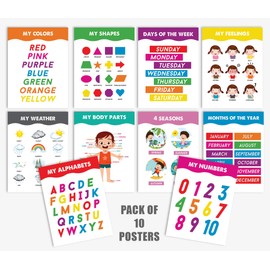Traceease 10 Educational Posters for Classroom Decor & Kindergarten Homeschool Supplies Baby