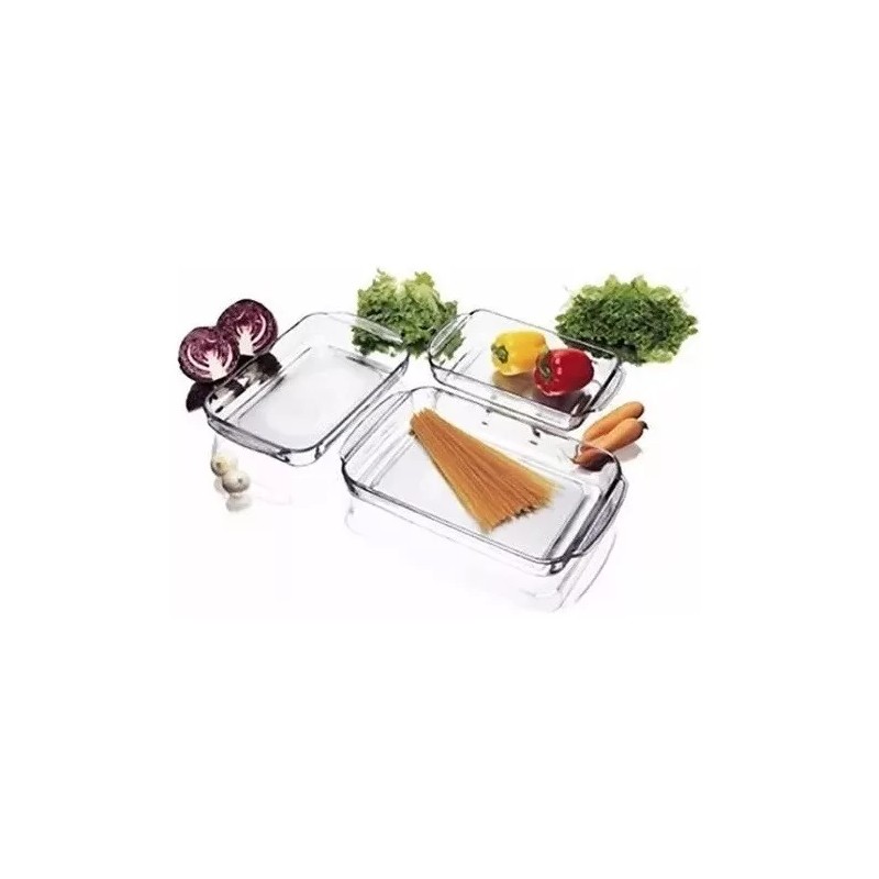 Pyr-O-Rey Refractario 3 Piezas Pyr-o-rey Bandejas Para Servir Hornear