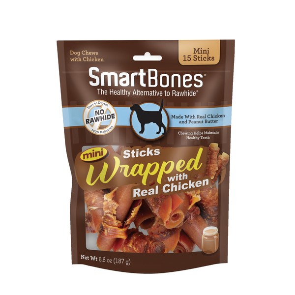 SmartBones SmartBones Mini Chicken-Wrapped Sticks For Dogs With Real Peanut