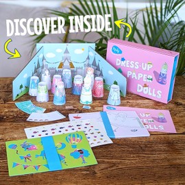Pipity Paper Dolls Arts and Crafts Set for Girls | Craft Kits for Kids | Colouring, drawing, cutting out, easy activities | Great gifts for girls age 5,6,7,8+ |Pink