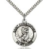 Sterling Silver Saint Christopher Pendant Medal, 1 Inch