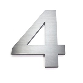 House numbers for outside - 7" Self Adhesive House Number (4) - modern brushed aluminium -Numeros Residenciales®