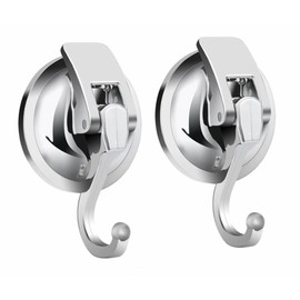 Strong Suction Cup Hooks, Vacuum 4 Pieces, Load Capacity 11.0 lbs (5 kg), Wall Hook, Repeatedly, Wall Hook, Non-Scratch, Bathroom, Bath, Kitchen, Office, Living Room, ABS Resin, Silver