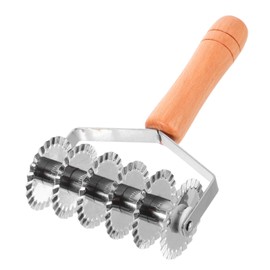 Stainless Steel Noodle Cutter: Pastry Lattice Roller Docker Wood Handle, Pasta Spaghetti Maker for Home Kitchen Cooking Tools