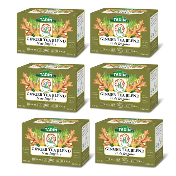 Tadin Gengibre / Ginger Herbal Tea. Calming, Soothing & Caffeine-Free. 24 Bags. 1.02 Oz - Pack of 6