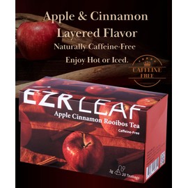 EZR Leaf Apple Cinnamon Rooibos Tea Caffeine Free Decaf Herbal Tea, 20 counts 2.1 Once Pyramid Tea Bags, Naturally Sweet, Relaxing Sleep Blend