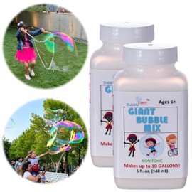 Bubbleventi Giant Bubble Mix | Made in USA |100% Vegan Non-Toxic Powder Makes 20 Gallons of Premium, Big Bubble Solution for Kids’ STEM Fun | Use in Bubble Wands + Machines (Makes 20 Gallons)