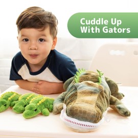 PREXTEX Stuffed Alligator Toy with 3 Baby Alligators - Alligator Plush Mommy with 3 Zippered Stuffed Alligator Babies, Ideal Stuffed Animal for Boy or Girl Playtime - 3-5 Years