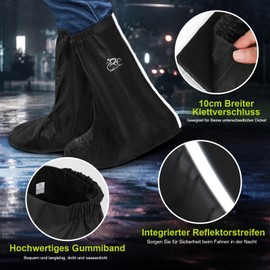 KAZATE Rain Cover Shoes Bicycle Shoe Covers Waterproof Bicycle Overshoes with Reflective Strips, Winterproof Rain Shoes Gaiters Black for Men and Women (38-42)