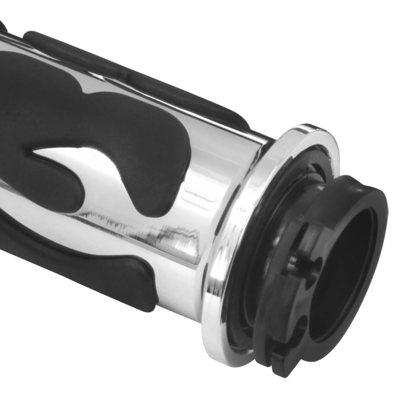 HDBUBALUS 1" 25mm Flame Fire Chrome Handlebar Grips For Harley