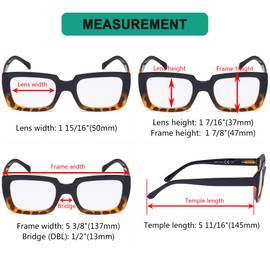 Eyekepper 4 Pack Stylish Reading Glasses Women - Oversized Square Readers Black/Tortoise