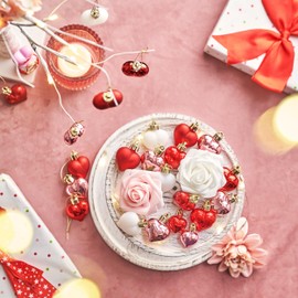 Valery Madelyn 25pcs Valentine's Day Tree Decorations,Heart Bauble Ornament, Red Pink White Multi-finishes Shatterproof Heart Shape Baubles Hanging for Gift,Home Decor 4cm