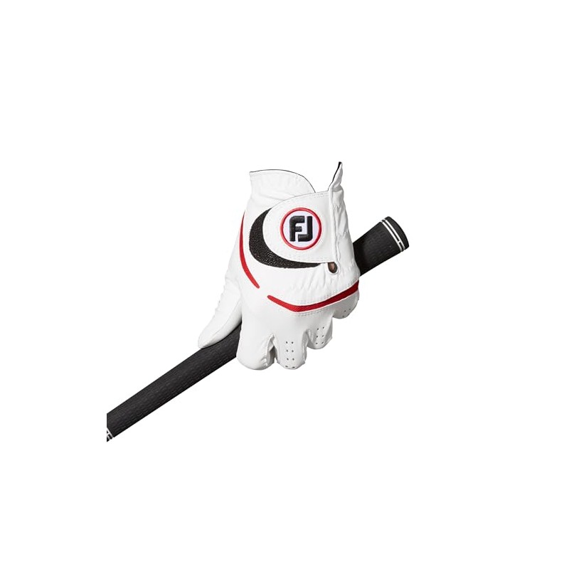 FootJoy FGWF23WR-22 Men's Golf Gloves, Weathersoff, White/Red, Left Hand Worn