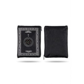 ORCHIDS Portable Travel Prayer Mat with Compass Waterproof Lightweight Pocket Size 100x60cm(Black)