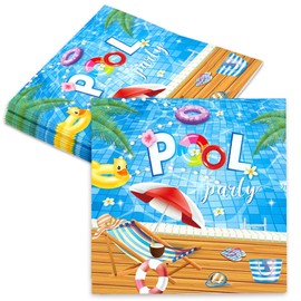 24 Pieces Summer Pool Beach Party Decorations Hawaiian Napkins Party Accessories for Summer Hawaii Beach Surfing Birthday Baby Shower Decorations