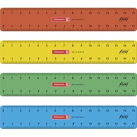 Brunnen 104987115 Flexi Ruler for School and Office 15 cm Unbreakable Assorted for Left and Right Handed Users