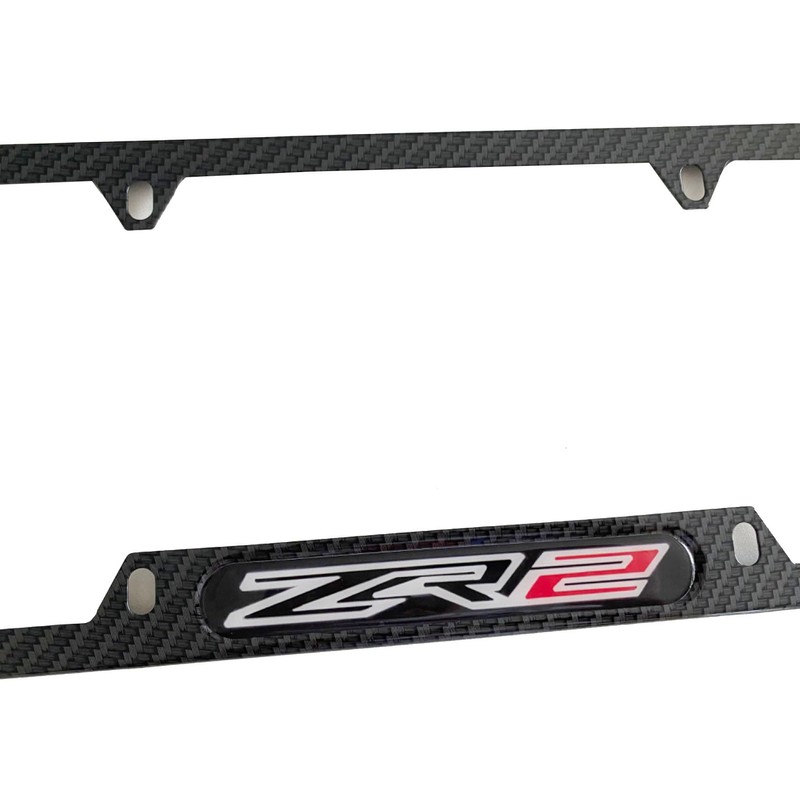 ZR2 License Plate Frame Cover Holder ForChevy ZR2, Carbon Fiber,