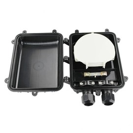 5er Link Technology Outdoor Rated Fiber Optic Splice Enclosure | Waterproof | Black Stainless Steel | Includes Fiber Optic Cable, Splices | Holds Up to 24 Strands