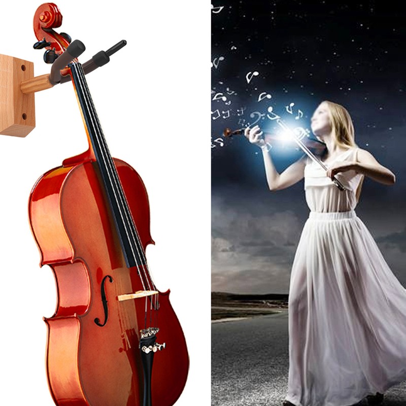 Flanger FH-003 Durable Wooden Base Violin Hanger Hook Wall Mount