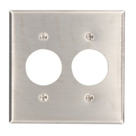 Leviton 2-Gang Hole Device Wallplate, Standard Size, Non-Magnetic Stainless Steel, 84052-40