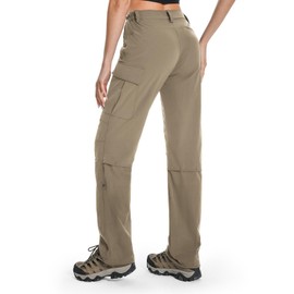 Moosehill Women's Hiking Pants Lightweight Quick Dry Water Resistant Cargo Travel Work Summer Pants for All Seasons (Khaki,4)