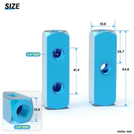 TAILONZ PNEUMATIC 1/4" Blue 2 Way 5 Port Pneumatic Shunt Aluminum Block Pneumatic Manifold Air Distribution Block Air Path Exhaust air Source Distributor,Compressed Air Manifold Pneumatic Block