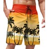 ERECT PEAK Mens Palm Tree Bathing Suit Drawstring Swimwear Graphic