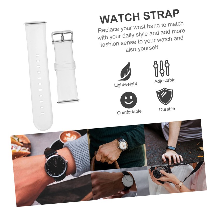 OHPHCALL Adjustable Smartwatch Band Replacement Transparent Watch Strap Buckle Comfortable