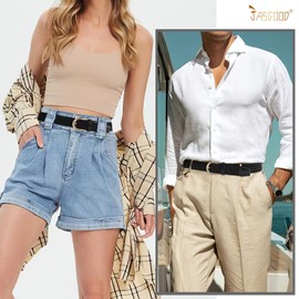 JASGOOD Braided Canvas Stretch Belt Elastic Casual Belt for Men, Women and Junior 1.3 Inches Wide(Black Gold Buckle)