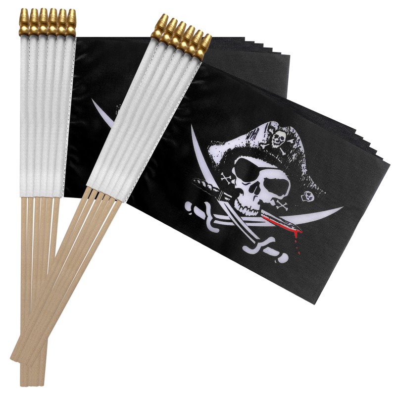 TSMD Pirate Dead Man's Chest Jolly Roger Stick Flag Small