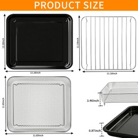 3 IN 1 Air Fry Oven Replacement Parts for Ninja French Door Premier FO101,12.2 × 12.2" Air Fryer Sheet Pan Grill Plate Crisper Plate Rack Accessories Tray,Dishwasher Safe